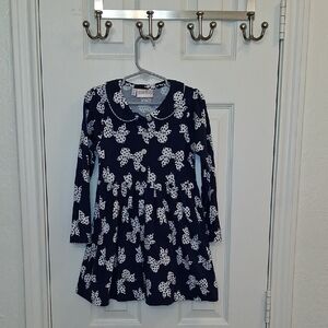 Navy Dress with White Floral Pattern